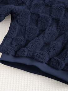 Cozy Pixies 2 件套男婴可爱熊刺绣羊毛圆领落肩运动衫和慢跑裤套装 - 藏蓝色 - 查看 5