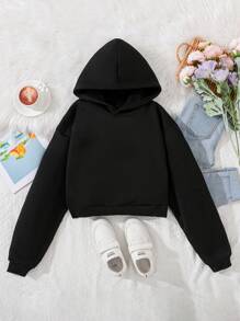 SHEIN Slayr 1 件女士时尚休闲连帽套头衫 - 黑色 - 查看 2