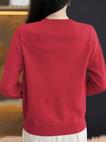 EMERY ROSE Damen lässige einfarbige Knopf-Strickjacke für Herbst/Winter als Neujahrsbekleidung