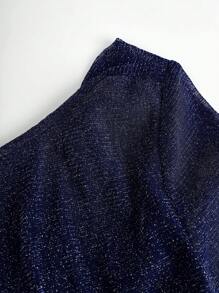 SHEIN Girlism 少女海军蓝露背紧腰 A 字型亮片派对鸡尾酒迷你连衣裙，适合舞会、宴会或派对