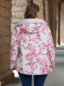 EMERY ROSE Bluza z kapturem z długim rękawem i zamkiem błyskawicznym z przodu w dużym rozmiarze, codzienna odzież, zimowy płaszcz damski