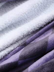 DAZY Flannel Plaid Pattern Print Loose Robe Loungewear, Winter,Fleece Lined Pajama