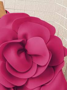 SHEIN LUNE 女式优雅纯色 3D 花卉装饰西装外套（秋季） - 玫紅色 - 查看 3