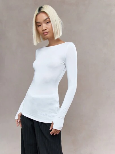 MISSGUIDED Semi Sheer Long Sleeves Long T-Shirt