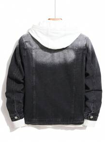 Manfinity Homme 男士渐变色前扣休闲长袖牛仔夹克 - 灰色 - 查看 2