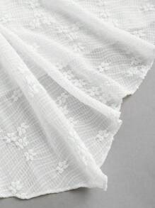 Sweetra Áo thun nữ cổ chữ V tay ngắn thắt nơ lưới họa tiết màu trắng, phong cách quý cô nóng bỏng đa năng cho trang phục dự tiệc ngày lễ - trắng - Xem 3