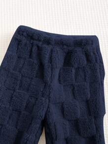 Cozy Pixies 2 件套男婴可爱熊刺绣羊毛圆领落肩运动衫和慢跑裤套装 - 藏蓝色 - 查看 4