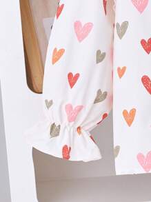 SHEIN 2pcs Young Girls  Heart Print Top & Corduroy Pants Set, Basic Casual Outfit For Fall & Winter - Black - View 6