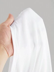 SHEIN Girlism Tween Girl Elegant Formal Knitted Solid White Color Square Neckline Mesh Bell Sleeve Ruched Long Sleeve Dress, For Autumn White Daily Wear - White - View 6