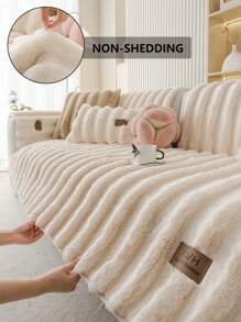 1 pieza Funda de sofá de imitación de pelo de conejo, diseño de estilo nórdico en unicolor, cojín de sofá de gran peso y grosor con diseño tridimensional de peluche de invierno, protege el sofá con antideslizante y resistente a arañazos, para sala de estar, dormitorio, estudio, de 1 a 4 plazas, y con apoyabrazos