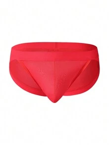DrisQ DrisQ Men's Solid Color Lace Panel Sexy Briefs - Red - View 1