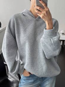 DAZY Kapuzenpullover in lässigem Thermofutter, einfarbig, locker geschnitten, Herbstkleidung