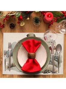 雪人圣诞餐垫 4 件套，12x 18 英寸节日冬季农舍乡村餐垫圣诞亚麻餐桌垫适用于圣诞派对厨房餐厅装饰 - 彩色 - 查看 5