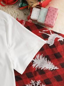 INAWLY Weihnachts-Cartoon-Hund-Muster Rundhals Kurzarm T-Shirt Grafik Tops für Frauen - Weiss - Übersicht 3
