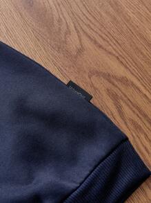 Manfinity VCAY 男士针织休闲日常年轻宽松拼接长袖运动衫 - 藍色 - 查看 6