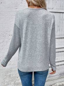 EMERY ROSE Damen lässiges Langarm-T-Shirt mit Herz-Muster, Grafik-Oberteile für Damen mit Herzmotiv für Frühlingslook