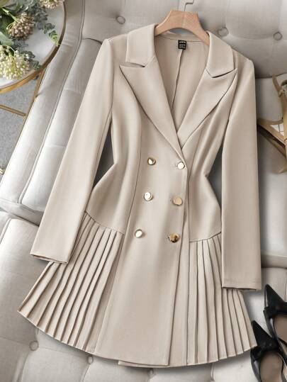 Chiquease 1 pieza Blazer casual de mujer de unicolor con botones frontales y manga larga