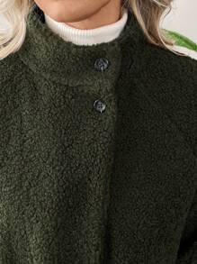 EMERY ROSE 保暖内衬夹克 泰迪熊外套 冬季女士外套 - 軍綠色 - 查看 8