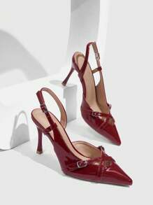 CUCCOO SZL Fashion Burgundy High Heel Pointed Toe Pumps For Commute, Date, Party BURGUNDY Pumps Spring Shoes Spring Break Easter Prom Heels - Burgundy - View 6