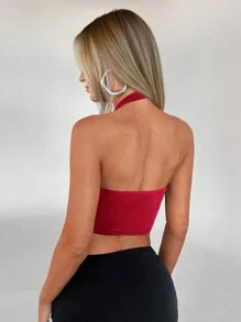 Aloruh 女士纯色露背环饰吊带背心上衣