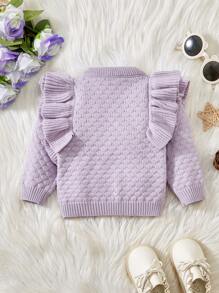 Lässiger Grundpulli mit Rüschentrim für Baby Mädchen, Retro Braun