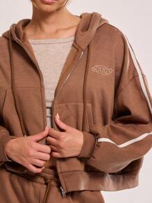 MUSERA Sudadera con capucha y cremallera con gráfico de estrella M - Gris Oscuro - Ver 5