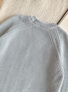 Blossori 年轻男孩纯色圆领休闲长袖毛衣 - 灰色 - 查看 7