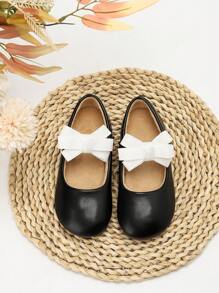 1 đôi giày Mary Jane đế bằng thủ công ấm áp mùa thu/đông mới cho bé gái 2024 - màu đen - Xem 1