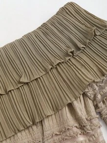 Sweetra 1 chiếc váy xòe tay loe ren trễ vai màu be - Cà phê - Xem 6