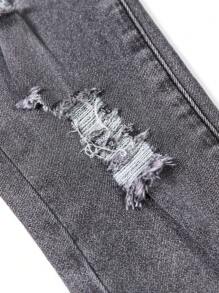 SHEIN Explorewe Young Boy New Light Grey Star Embroidery Versatile Jeans,Holiday,Summer,Travel - Light Grey - View 5