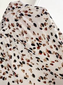 SHEIN Frenchy Women V-Neck Long Sleeve Cinch In The Waist Pleated All Over Leopard Print Simple Short Casual Dress   Leopard Dress Floral Women Dress Elegant Women Dresses Costume Winter Vacation Spring Holiday Resort - Multicolor - View 3