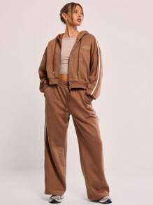 MUSERA Sudadera con capucha y cremallera con gráfico de estrella M - Gris Oscuro - Ver 4