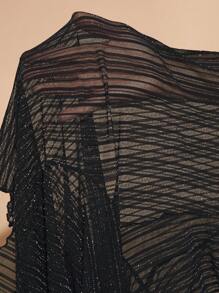 SHEIN BAE Plus Size Black Shiny Silk See-Through Long-Sleeved Bodysuit Suitable For All Occasions In Autumn And Winter, Halloween,Christmas ,Thanksgiving Women Outfit,Night Out