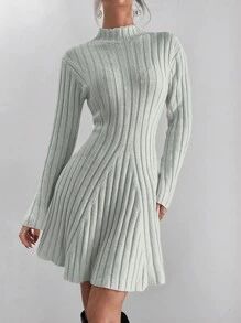 Roylia Women's Casual Solid Color Waisted Sweater Dress, Autumn/Winter