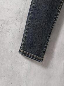 SHEIN Tween Boy Contrast Pocketed Casual Straight Fit Jeans - Dark Wash - View 6