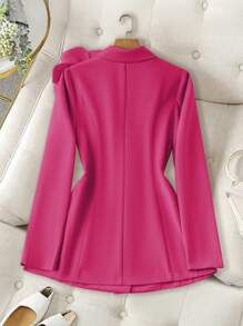 SHEIN LUNE 女式优雅纯色 3D 花卉装饰西装外套（秋季） - 玫紅色 - 查看 2