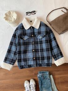 Comfortcana Blue Plaid Woven Regular Jacket For Women - Blue and White - View 5