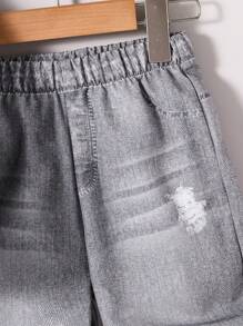 SHEIN 2pcs Young Boy Jacket And Straight Leg Jeans Set, Suitable For 4-7 Years Old, Casual Outfit For School, Party And Other Occasions In Autumn And Winter - Multicolor - View 3