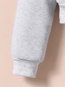 SHEIN 2 件套青少年女孩美国学院风格休闲长袖连帽衫夹克和裤子套装，适合学校和户外穿着 - 灰色 - 查看 4