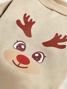 PETSIN 1pc Fawn Print Fleece Sweatshirt For Pets In Apricot Color, Christmas Theme - Multicolor - View 4