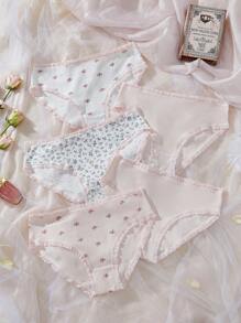5 Stücke Ditsy Floral Muster Spitzenunterhose für große Größen