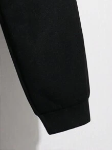 Bộ 2 chiếc/Bộ áo hoodie và quần nỉ họa tiết máy chơi game thời trang đường phố cho bé trai tuổi teen, thích hợp mặc đi làm, đi học, mặc thường ngày, thể thao - màu đen - Xem 6