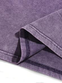 Manfinity EMRG Áo thun nam cổ tròn tay ngắn in hình thánh giá và đá quý - Màu tím - Xem 5