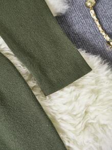 SHEIN X Angie Costa SHEIN Clasi Neues modisches Damen Lang-Strickkleid, schlank geschnittenes Tunika Kleid in Mittellänge für Herbst/Winter - Armeegrün - Übersicht 7