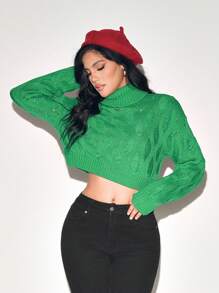 Zolique Women Solid Color Drop Shoulder Long Sleeve Casual High Neck Slouchy Sweater, Autumn/Winter Knit Pullover Fall Outfit