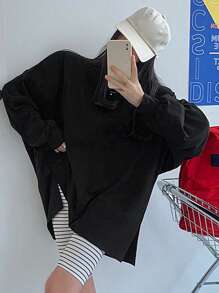 DAZY Women Oversized Solid Color Long Sleeve T-Shirt, Suitable For Spring, Summer & Autumn,Fall Women Clothes