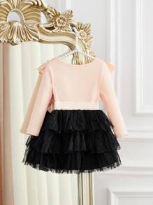 Baby Girl Ruffle Trim Mesh Hem Dress