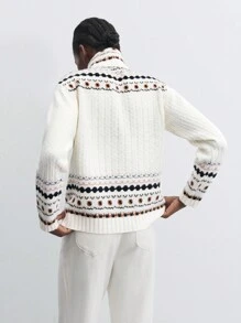 Maija 女款冬季圣诞白色保暖针织圣诞图案高领休闲百搭圣诞主题长袖毛衣 - 彩色 - 查看 2