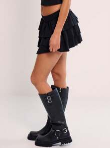 MUSERA Ruffle Mini Rara Skirt Ibiza Boho  Summer Sexy Cute - Black - View 3