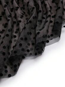 SHEIN Unity Damen Große Größen eleganter hochgeschnittener A-Linien Rock mit Tüll-Punktmuster